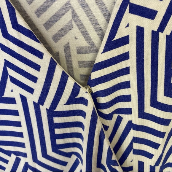 Boden Geo Wrap Maxi Dress Long Sleeve Women's Size 6 Blue White Stretch * - Picture 6 of 16